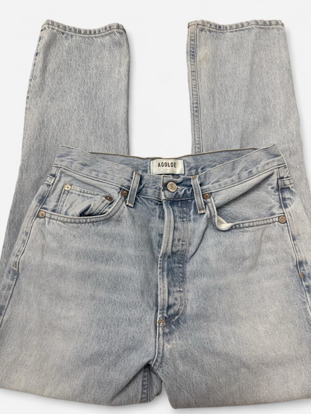 Agolde Men's Light Gray-Blue Straight Jeans
